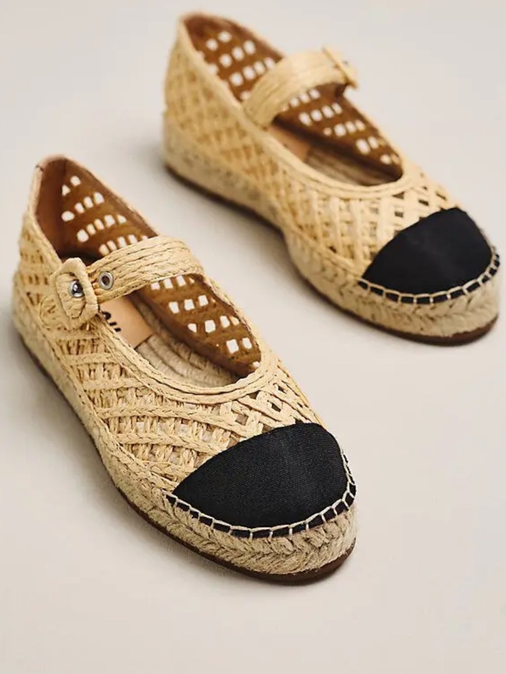 Bibi Lou Raffia Mary Jane Flats